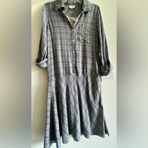 DKNY Pure two-piece plaid assymetrical dress includes lining piece size petite M